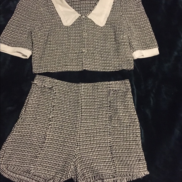 New Peter Pan collar Tweed Short set - Picture 4 of 4